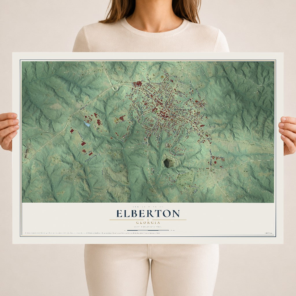 Elberton, Georgia map print, 18" x 24" Archival Matte Print mockup