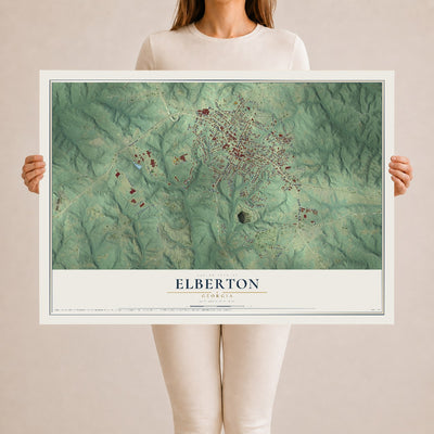 Elberton, Georgia map print, 24" x 36" Archival Matte Print mockup