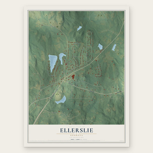 Ellerslie, Georgia map print, the full design