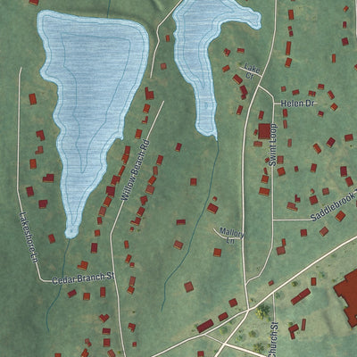 Close-up of the map of Ellerslie, Georgia print showing street and building detail