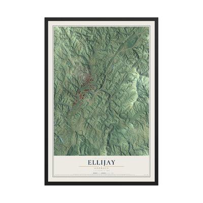 Ellijay, Georgia map print, 12" x 18" W/ Black Ayous Wood Frame mockup