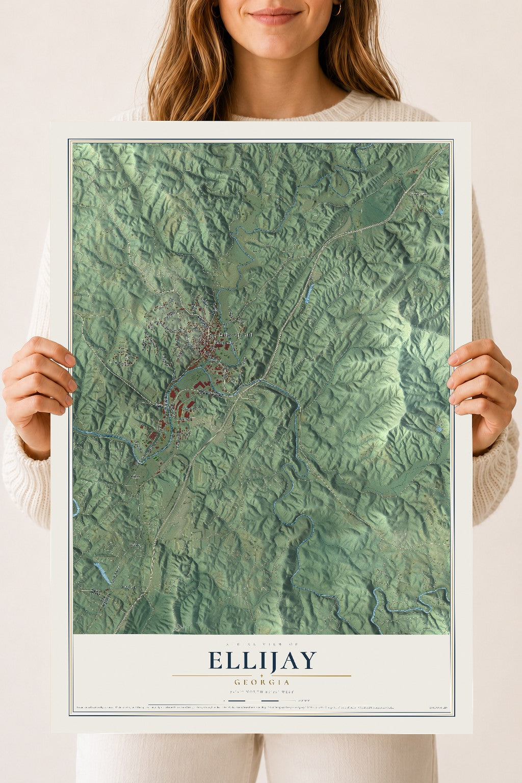 Ellijay, Georgia map print, 18" x 24" Archival Matte Print mockup