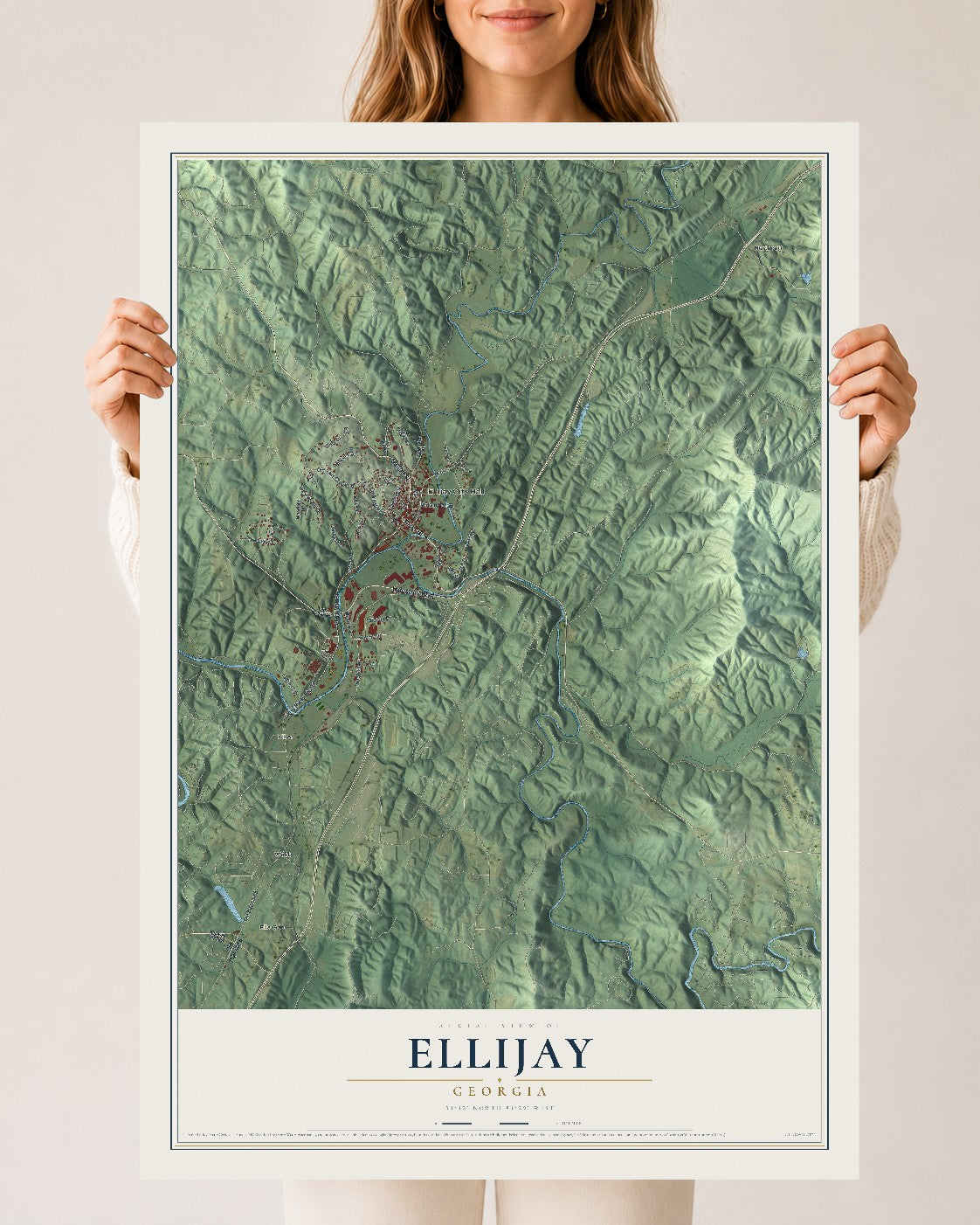 Ellijay, Georgia map print, 24" x 36" Archival Matte Print mockup