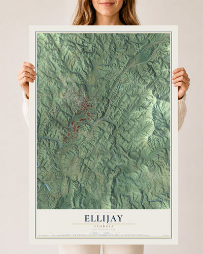 Ellijay, Georgia map print, 24" x 36" Archival Matte Print mockup