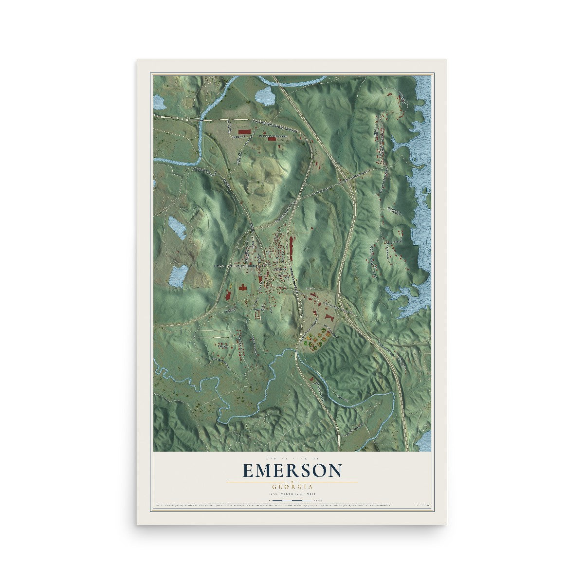 Emerson, Georgia map print, 12" x 18" Archival Matte Print mockup