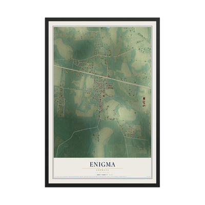 Enigma, Georgia map print, 12" x 18" W/ Black Ayous Wood Frame mockup
