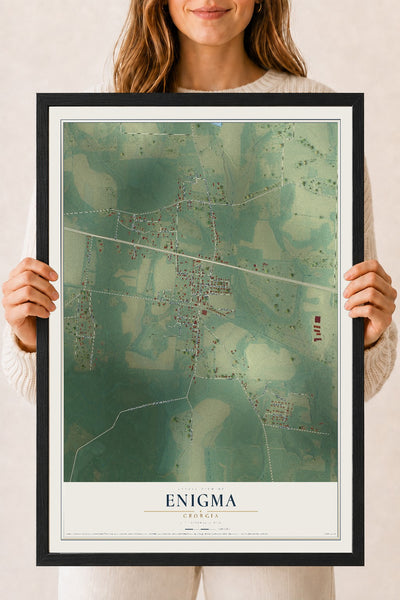 Enigma, Georgia map print, 18" x 24" W/ Black Ayous Wood Frame mockup