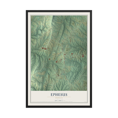 Ephesus, Georgia map print, 12" x 18" W/ Black Ayous Wood Frame mockup