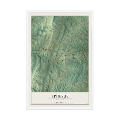 Ephesus, Georgia map print, 12" x 18" W/ White Ayous Wood Frame mockup