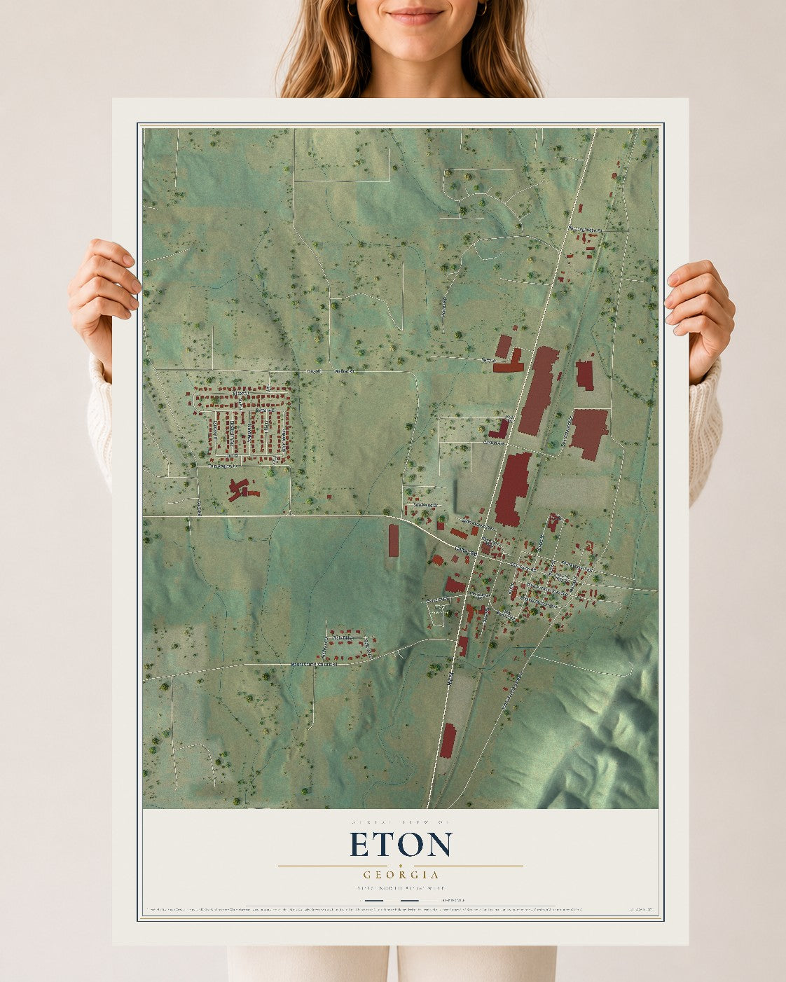 Eton, Georgia map print, 24" x 36" Archival Matte Print mockup