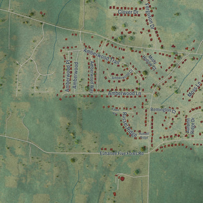 Close-up 2 of the Euharlee, Georgia map artwork