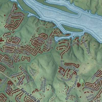 Close-up 2 of the Evans, Georgia map artwork