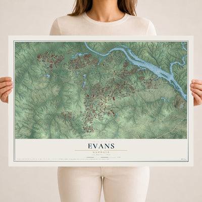 Evans, Georgia map print, 18" x 24" Archival Matte Print mockup