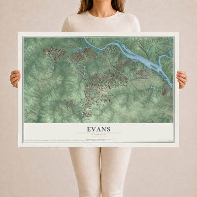 Evans, Georgia map print, 24" x 36" Archival Matte Print mockup