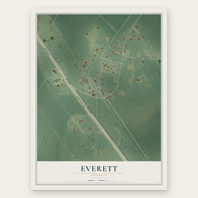 Everett, Georgia map print, the full design