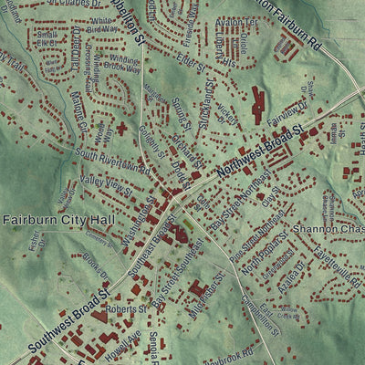 Close-up 1 of the Fairburn, Georgia map artwork