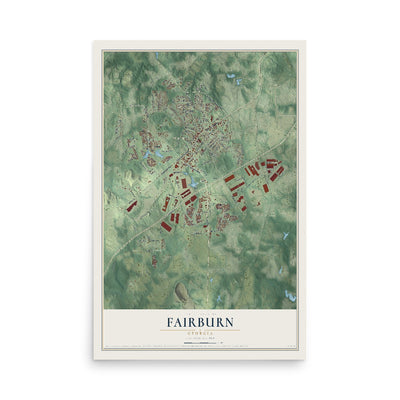 Fairburn, Georgia map print, 12" x 18" Archival Matte Print mockup