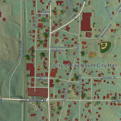 Close-up 1 of the Fairmount, Georgia map artwork