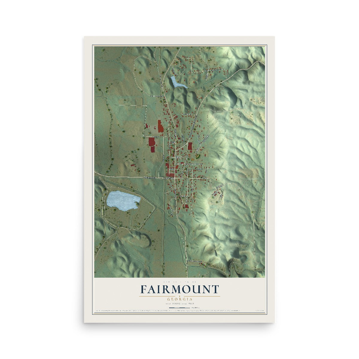Fairmount, Georgia map print, 12" x 18" Archival Matte Print mockup