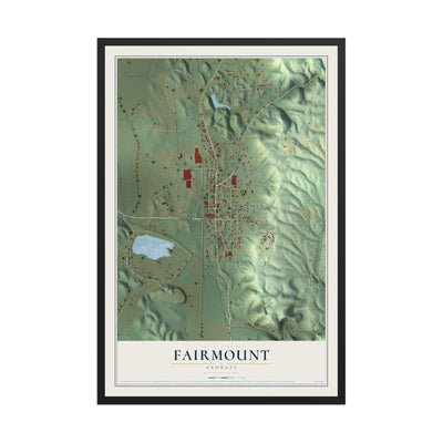 Fairmount, Georgia map print, 12" x 18" W/ Black Ayous Wood Frame mockup
