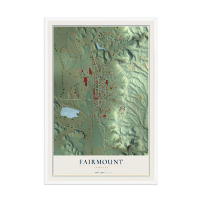 Fairmount, Georgia map print, 12" x 18" W/ White Ayous Wood Frame mockup