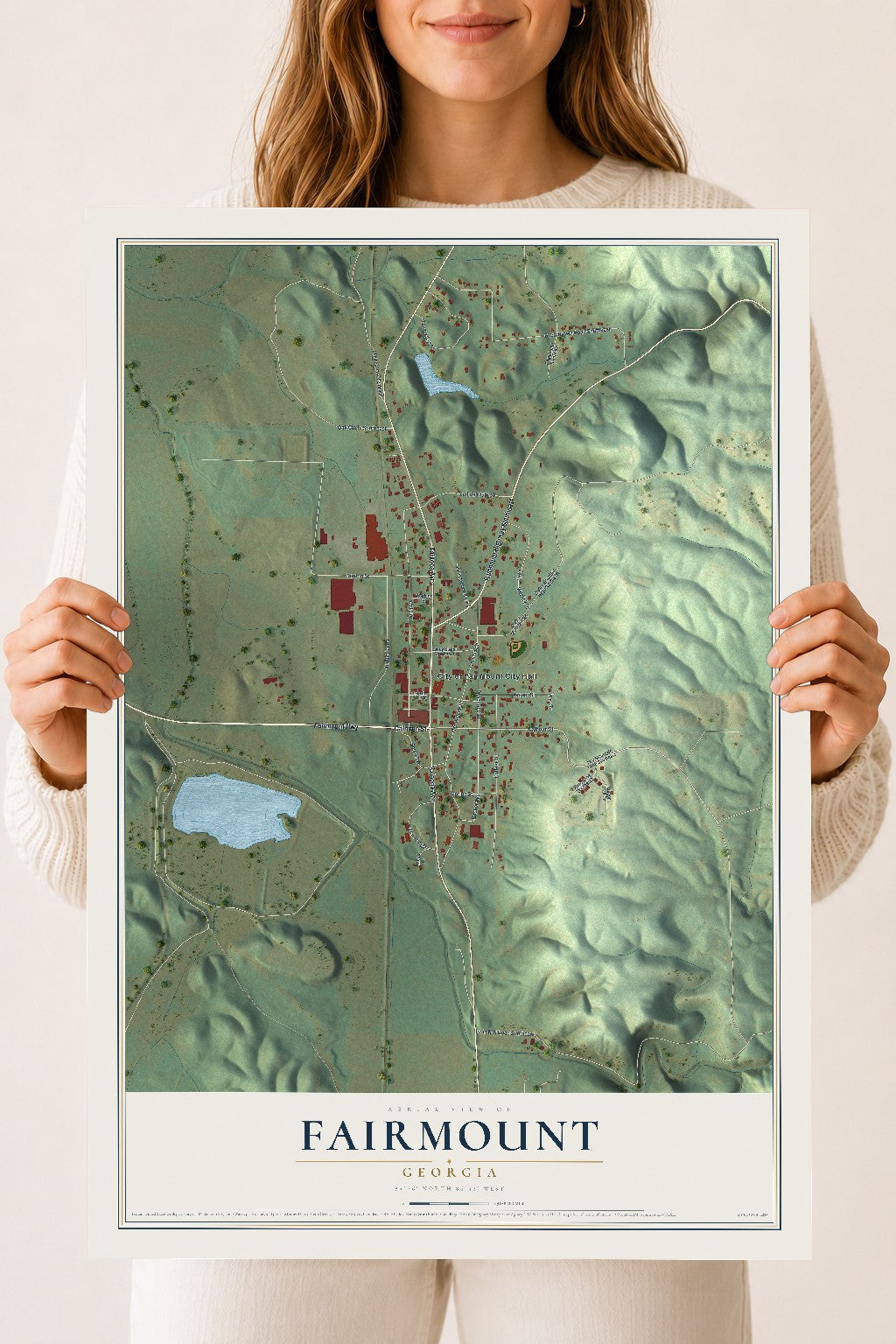 Fairmount, Georgia map print, 18" x 24" Archival Matte Print mockup