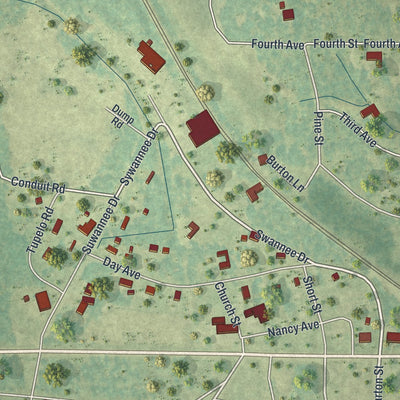 Close-up 1 of the Fargo, Georgia map artwork