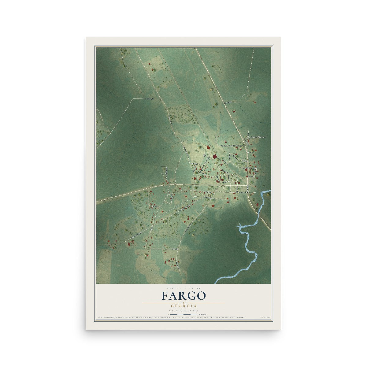 Fargo, Georgia map print, 12" x 18" Archival Matte Print mockup