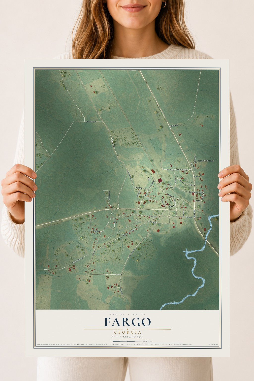 Fargo, Georgia map print, 18" x 24" Archival Matte Print mockup