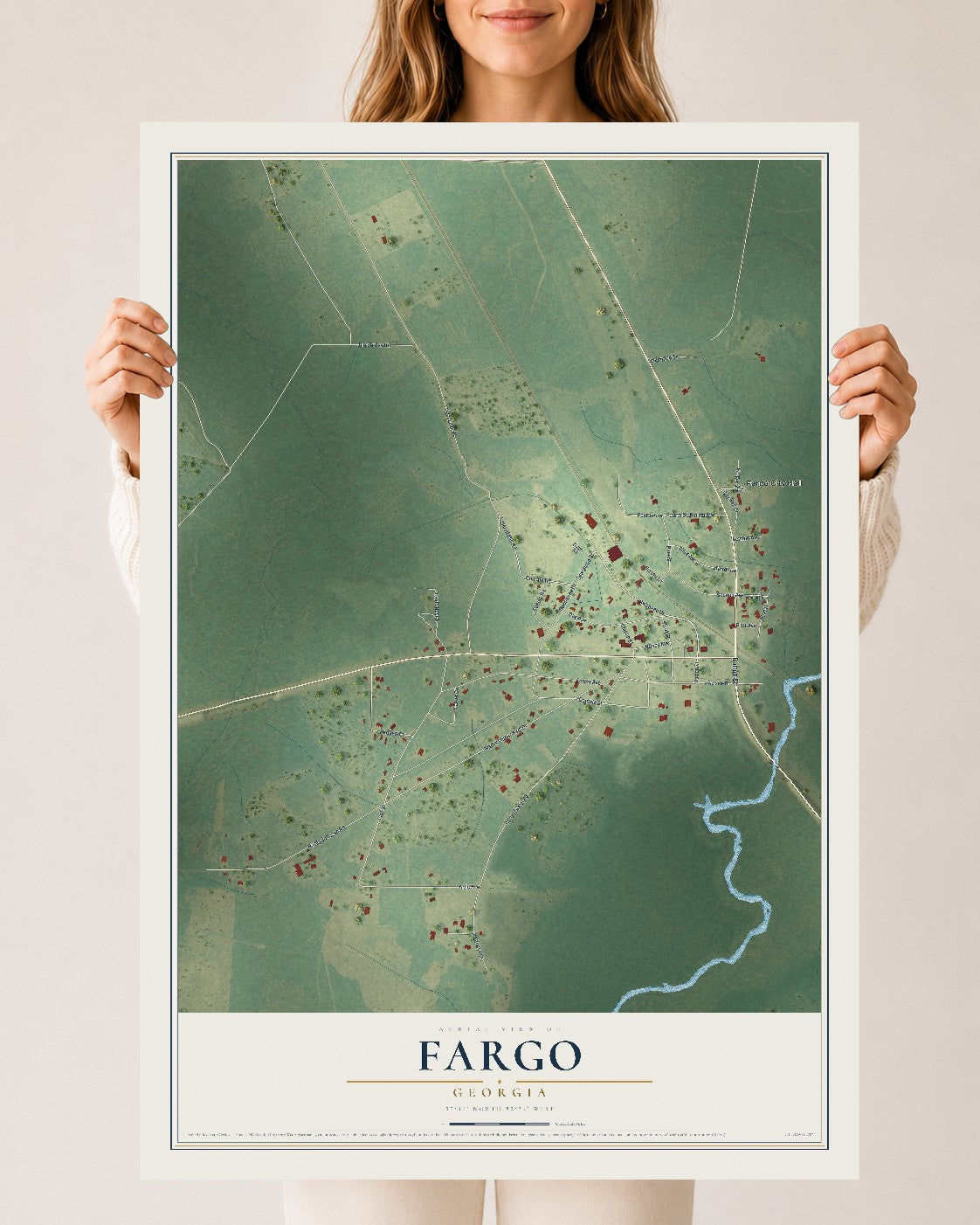 Fargo, Georgia map print, 24" x 36" Archival Matte Print mockup