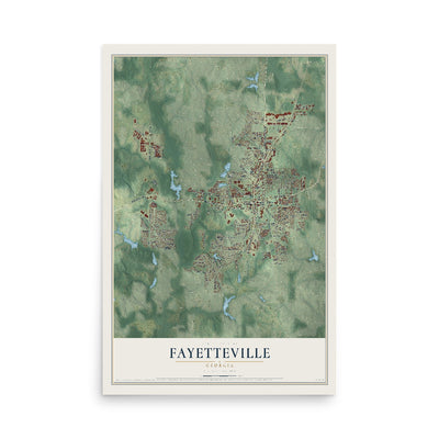 Fayetteville, Georgia map print, 12" x 18" Archival Matte Print mockup