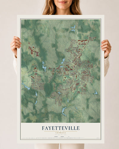 Fayetteville, Georgia map print, 24" x 36" Archival Matte Print mockup
