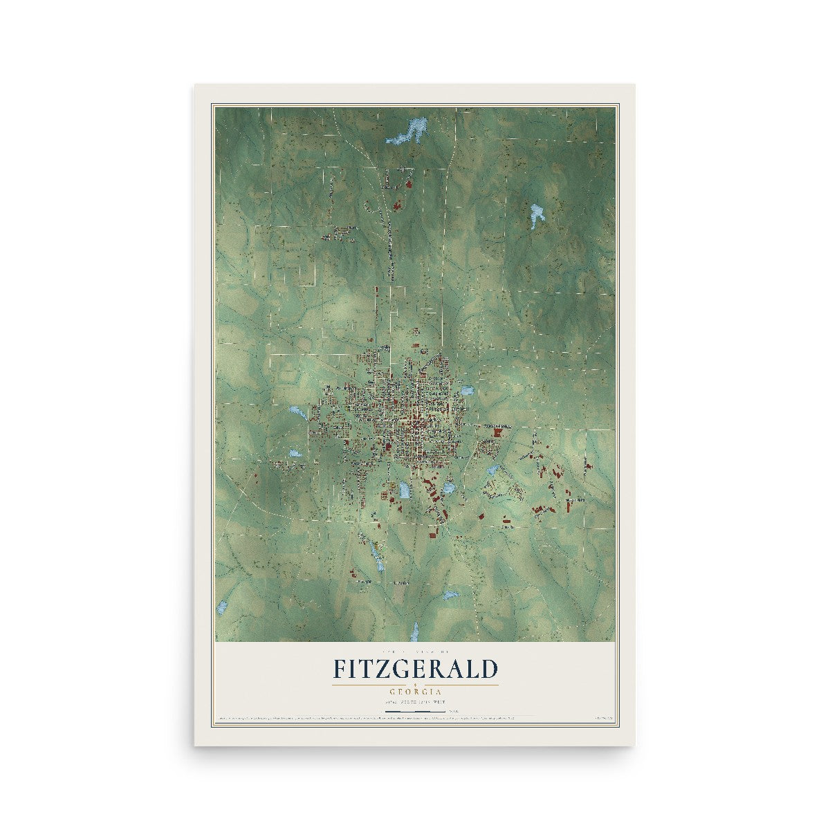Fitzgerald, Georgia map print, 12" x 18" Archival Matte Print mockup