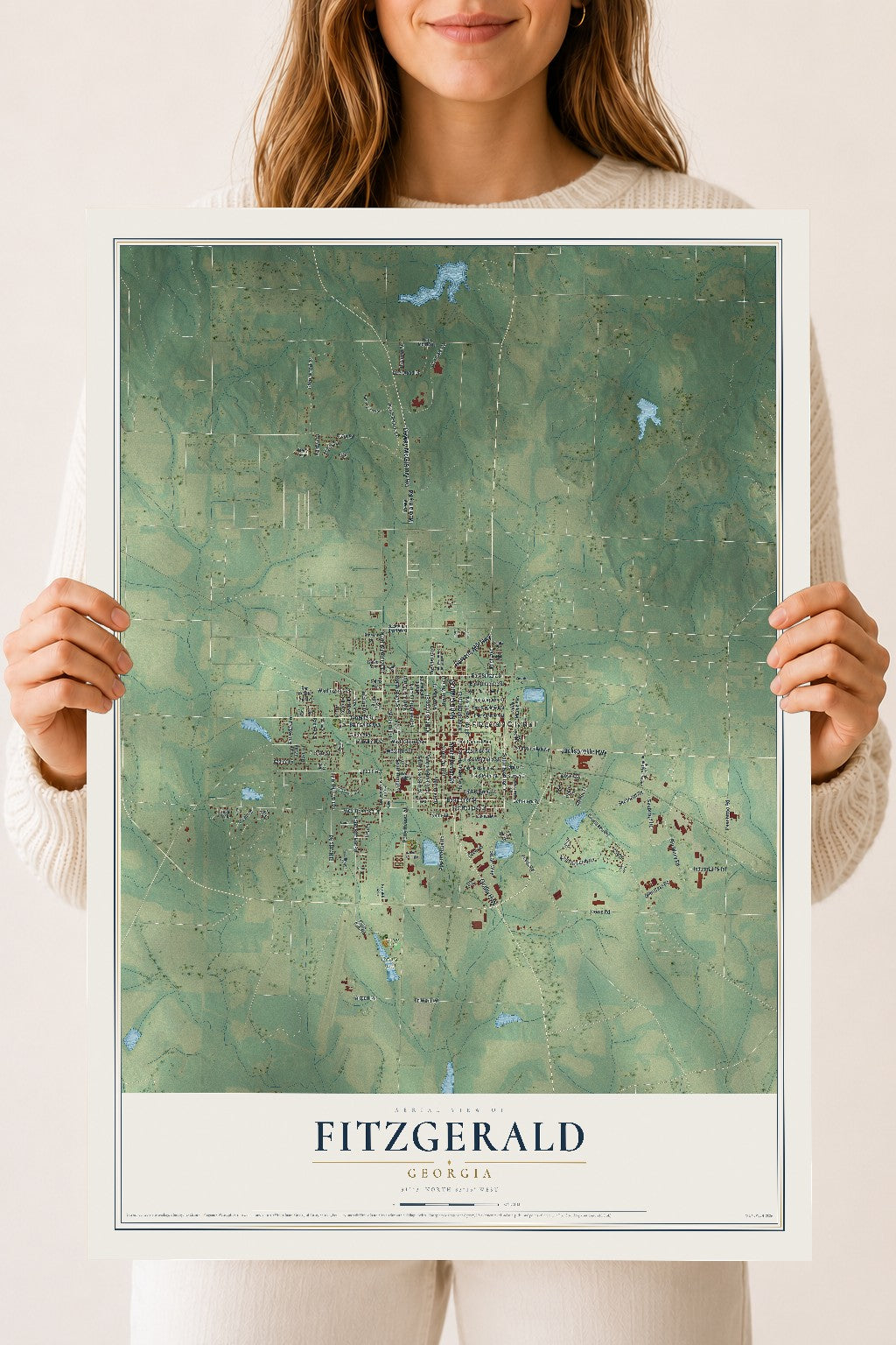 Fitzgerald, Georgia map print, 18" x 24" Archival Matte Print mockup