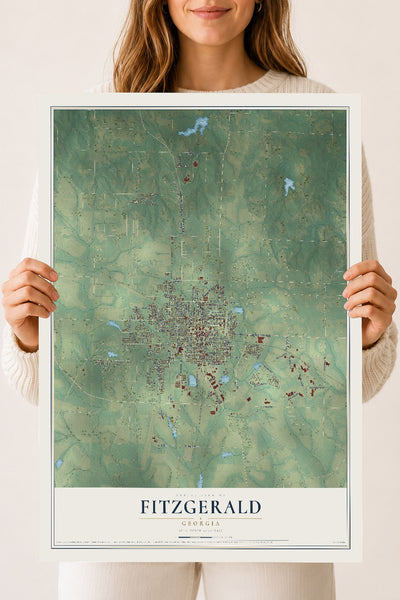 Fitzgerald, Georgia map print, 18" x 24" Archival Matte Print mockup