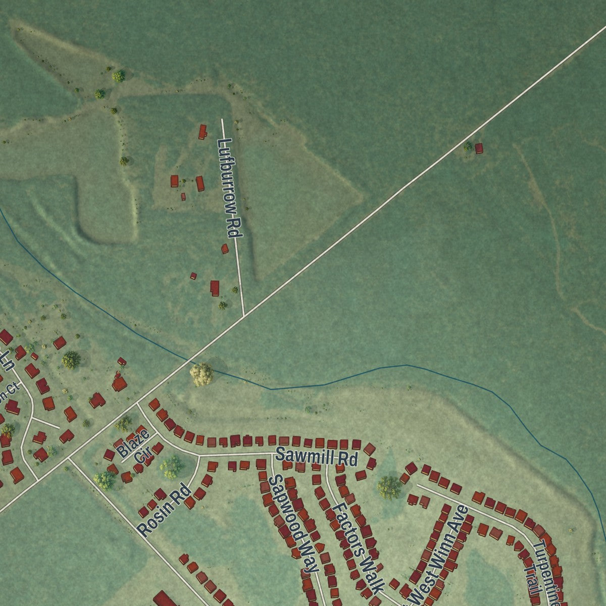 Close-up 1 of the Flemington, Georgia map artwork