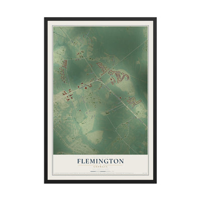 Flemington, Georgia map print, 12" x 18" W/ Black Ayous Wood Frame mockup