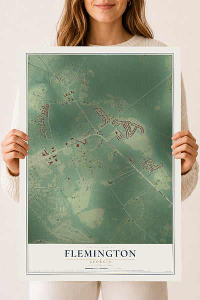 Flemington, Georgia map print, 18" x 24" Archival Matte Print mockup