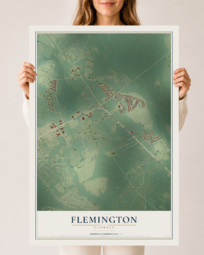 Flemington, Georgia map print, 24" x 36" Archival Matte Print mockup