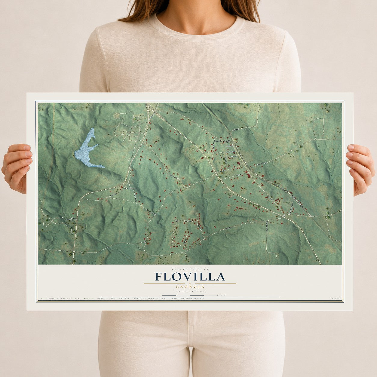 Flovilla, Georgia map print, 12" x 18" Archival Matte Print mockup