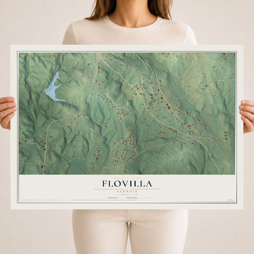 Flovilla, Georgia map print, 18" x 24" Archival Matte Print mockup
