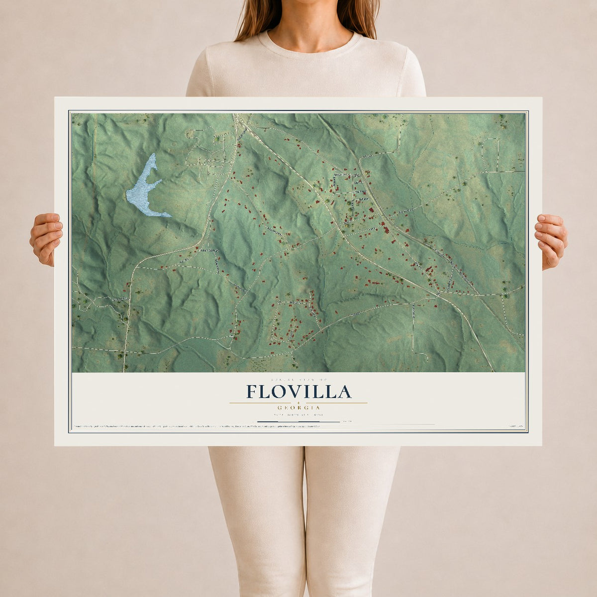 Flovilla, Georgia map print, 24" x 36" Archival Matte Print mockup