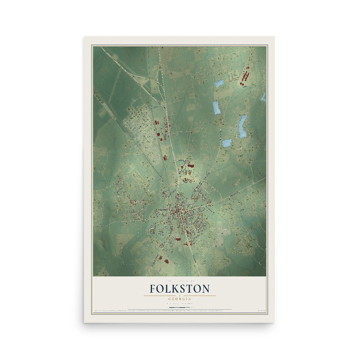 Folkston, Georgia map print, 12" x 18" Archival Matte Print mockup