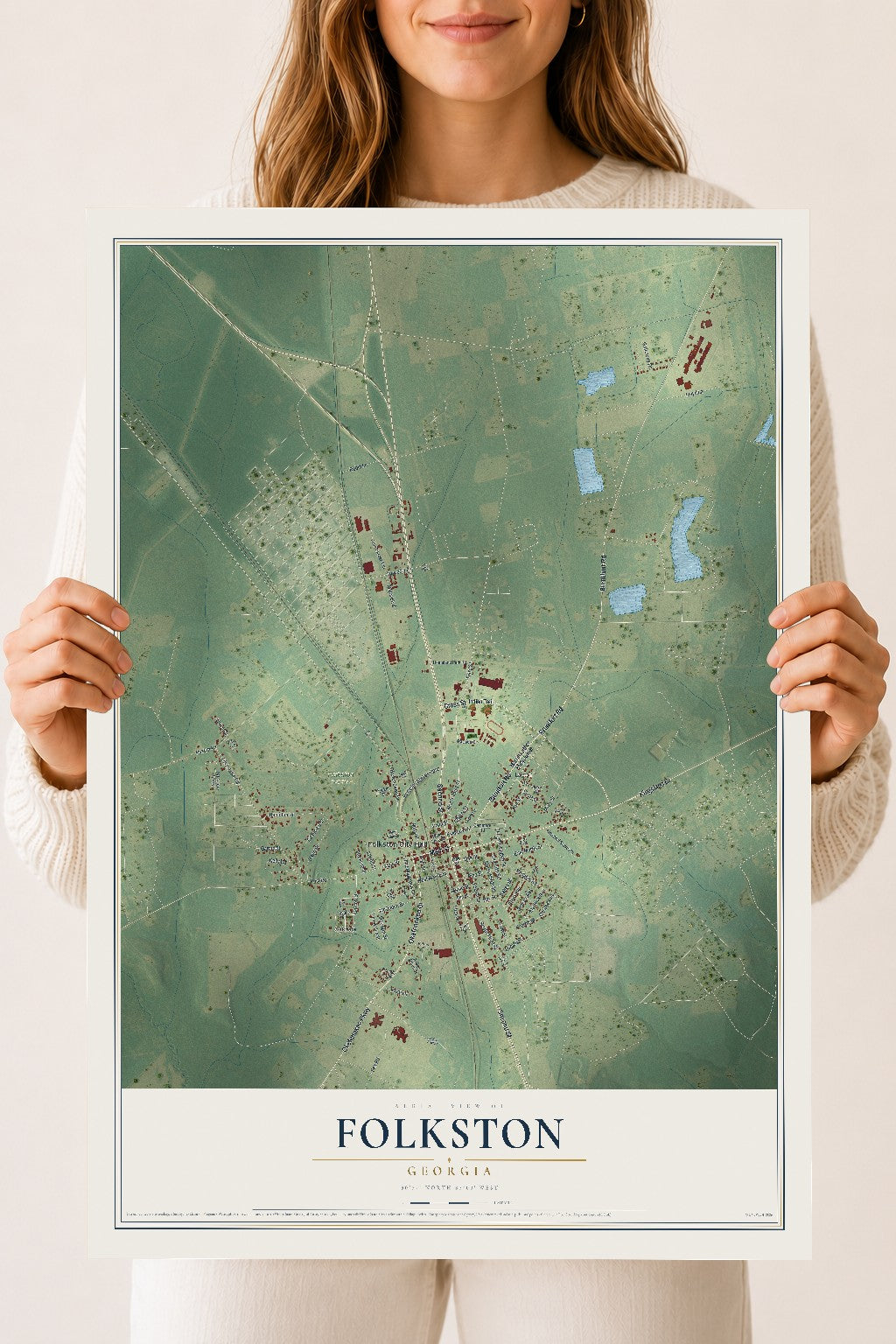Folkston, Georgia map print, 18" x 24" Archival Matte Print mockup