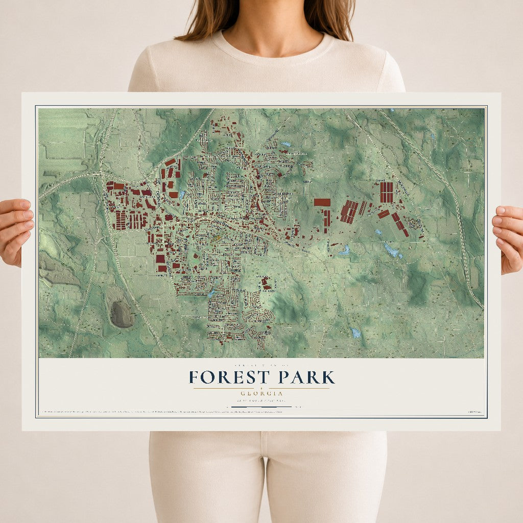 Forest Park, Georgia map print, 18" x 24" Archival Matte Print mockup
