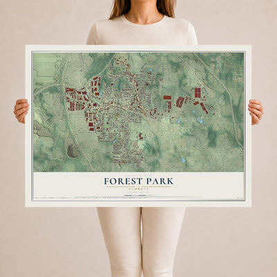 Forest Park, Georgia map print, 24" x 36" Archival Matte Print mockup