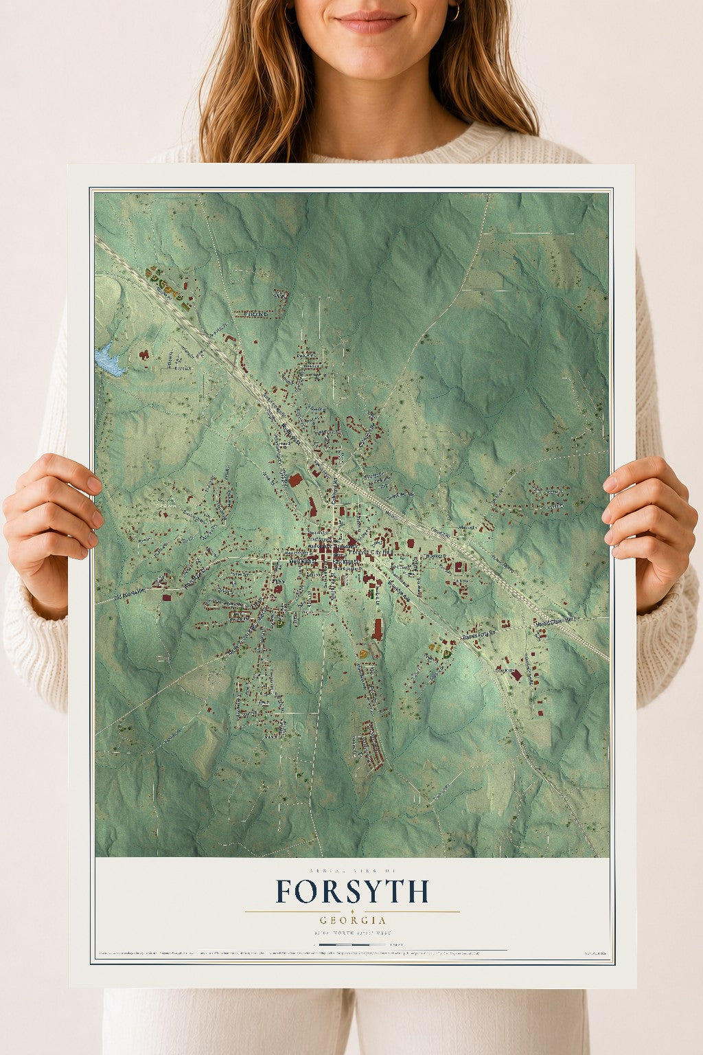 Forsyth, Georgia map print, 18" x 24" Archival Matte Print mockup