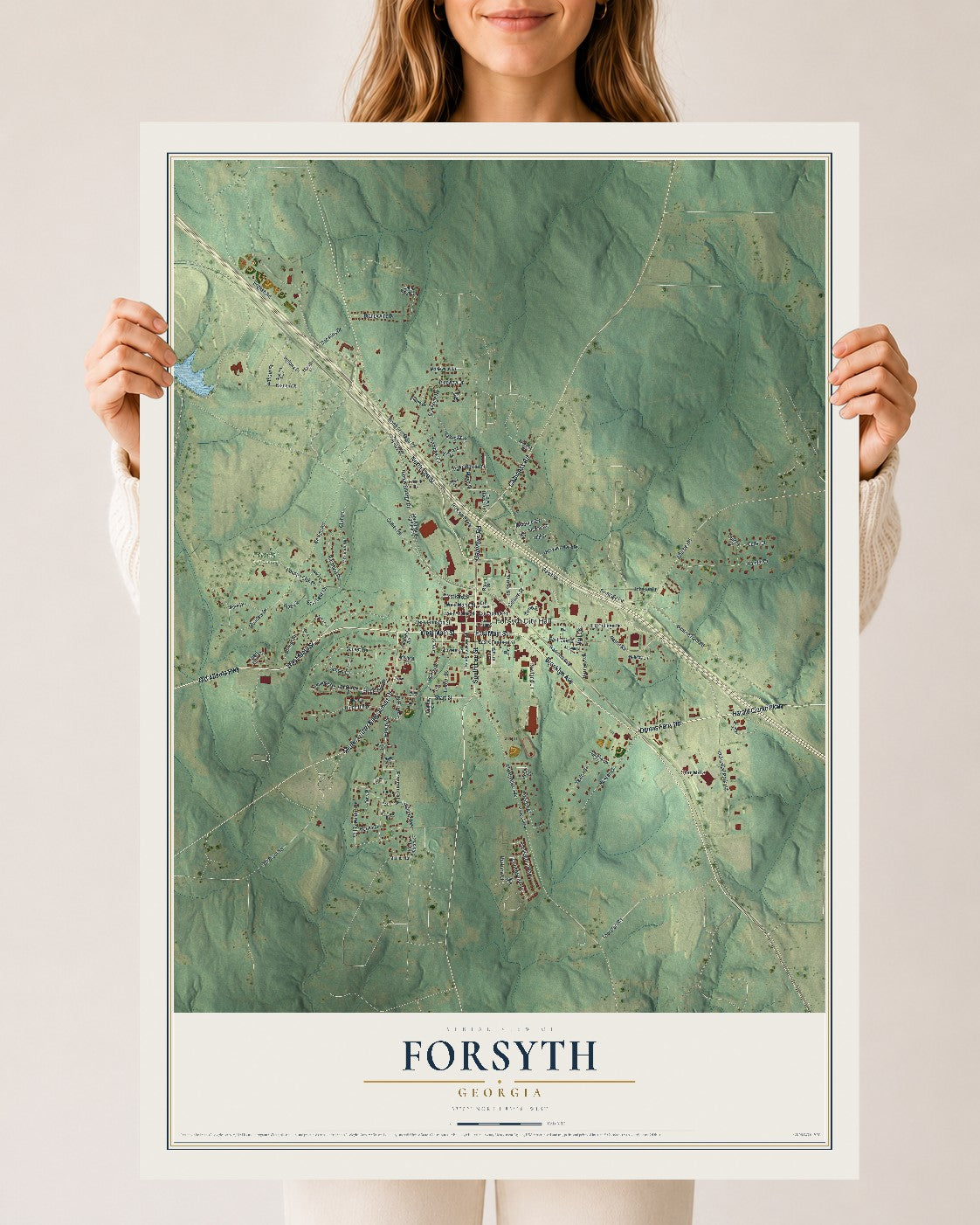 Forsyth, Georgia map print, 24" x 36" Archival Matte Print mockup