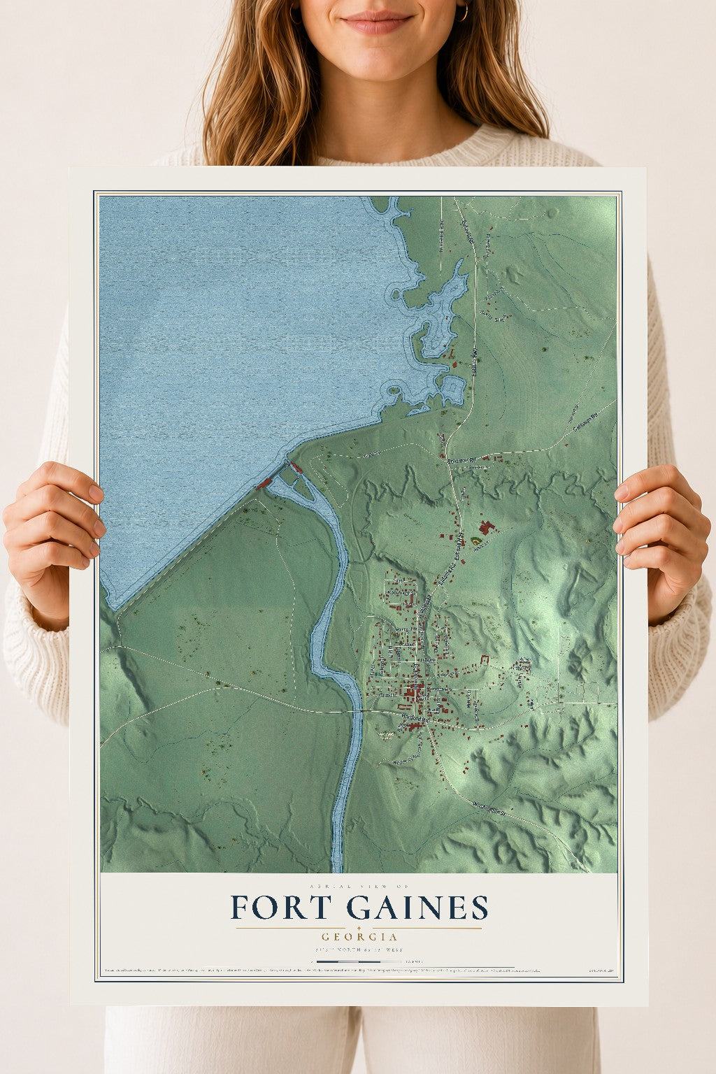 Fort Gaines, Georgia map print, 18" x 24" Archival Matte Print mockup