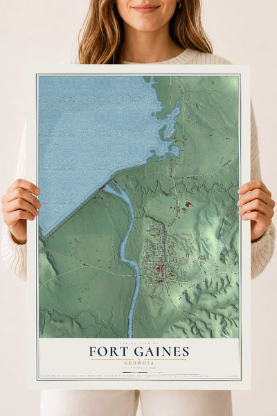 Fort Gaines, Georgia map print, 18" x 24" Archival Matte Print mockup